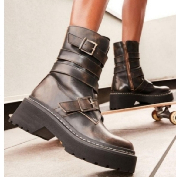 Steve Madden ( Freebird Era ) Sarge Womens 11 Leather Moto Boots Retired - Picture 12 of 12